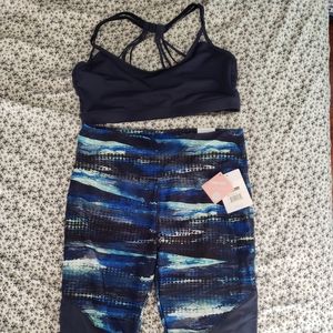 Marika Blue Mesh Leggings and Matching Sports Bra